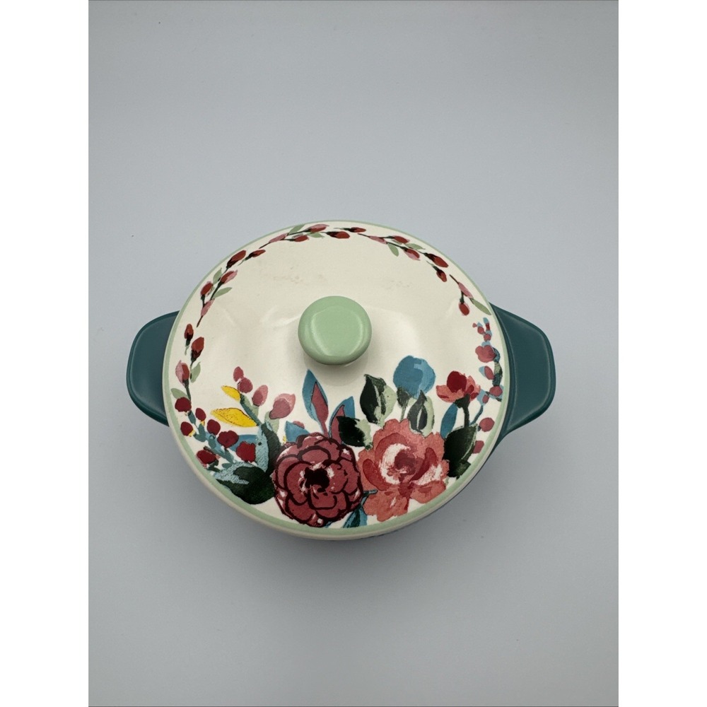 Pioneer Woman Woman Mini Casserole Turquoise Dish‎ w/Lid 14.4 oz - Picture 2 of 5